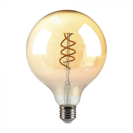 LED E27 FILAMENT LAMP AMBER G125 6W WW 380lm 300° 125X175 DOUBLE SPIRAL