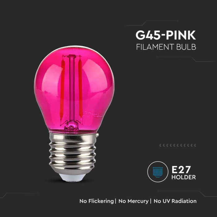 LED E27 FILAMENT LAMP 2W PINK 60lm 300° 45x72 GLOBE