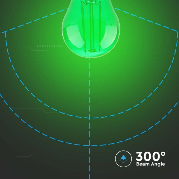 LED E27 FILAMENT LAMP 2W GREEN 60lm 300° 45x72 GLOBE