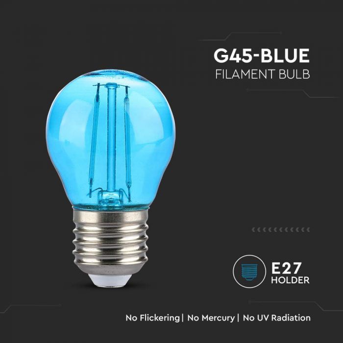 LED E27 FILAMENT LAMP 2W BLUE 60lm 300° 45x72 GLOBE