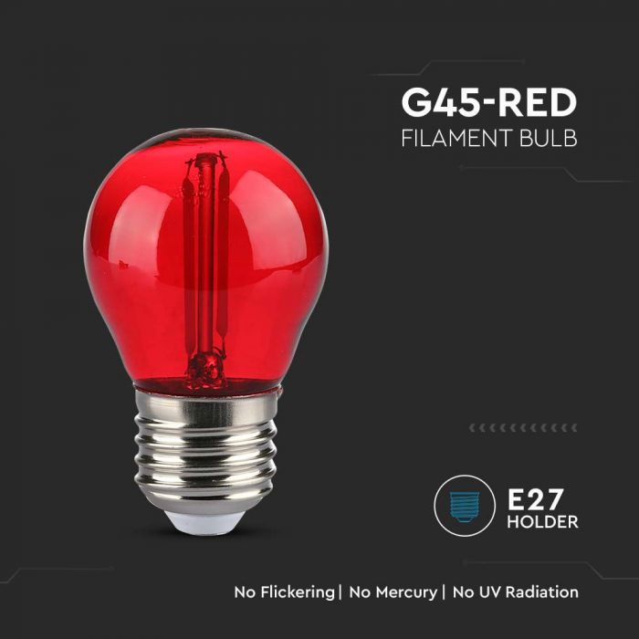 LED E27 FILAMENT LAMP 2W RED 60lm 300° 45x72 GLOBE