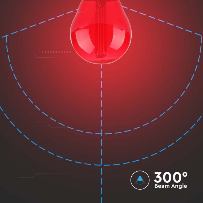 LED E27 FILAMENT LAMP 2W RED 60lm 300° 45x72 GLOBE