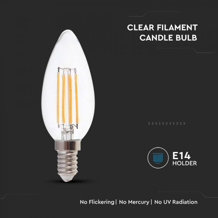 LED E14 FILAMENT LAMP 6W WW 600lm 300° 35X98