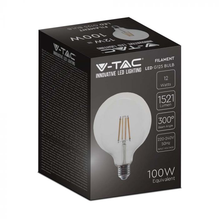 LED E27 FILAMENT LAMP G125 12W DL 1521lm 330° 125X177