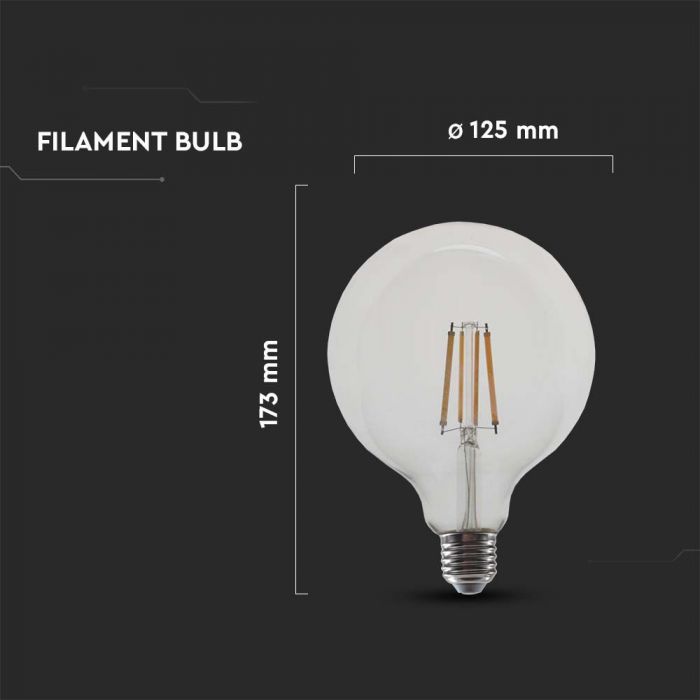 LED E27 FILAMENT LAMP G125 12W DL 1521lm 330° 125X177