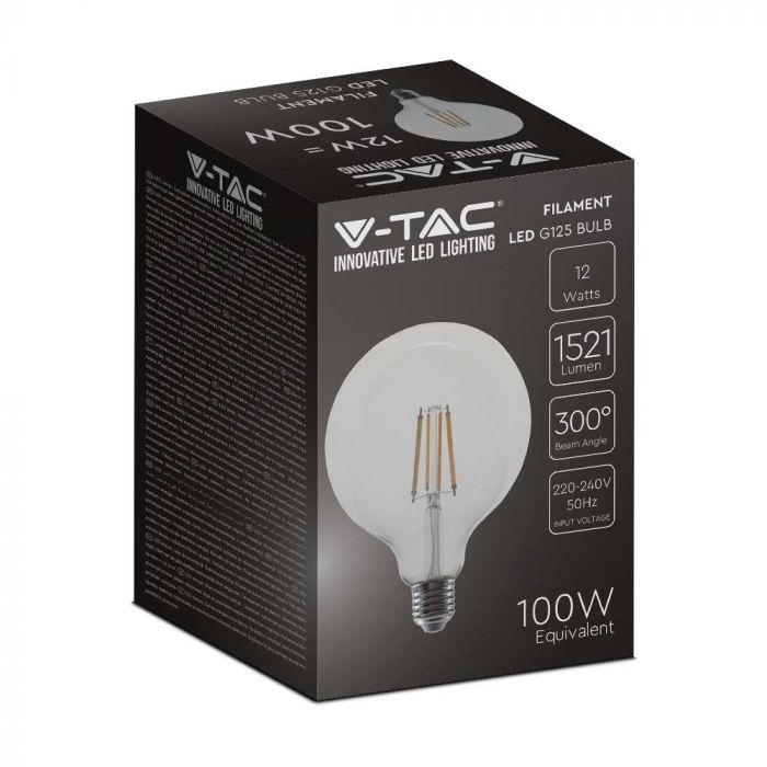 LED E27 FILAMENT LAMP G125 12W CW 1521lm 300° 125x173