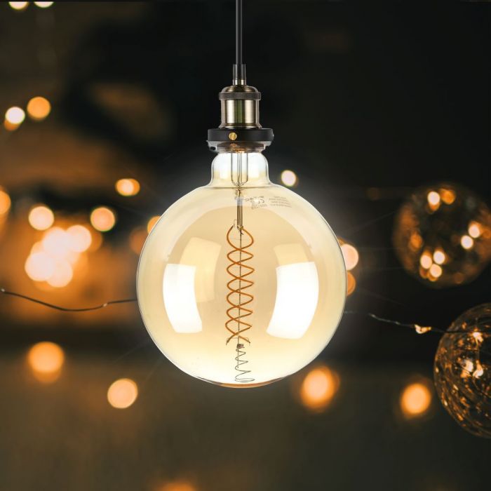 LED E27 FILAMENT AMBER LAMP G200 8W WW 500lm 300° 200X297 GLASS DIMMABLE