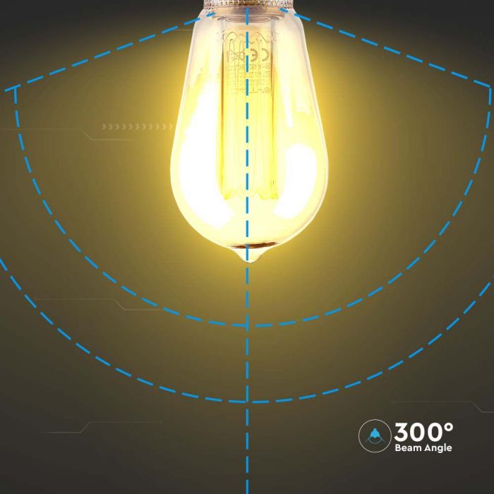 LED ART E27 FILAMENT AMBER LAMP 4W WW 200lm 300° 64X142 ST64 GLASS