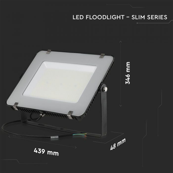 LED FLOOD SLIM 200W CW 100° 23000lm (115lm/W) IP65 BLACK SAMSUNG CHIP A++