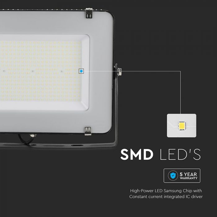 LED FLOOD SLIM 200W CW 100° 23000lm (115lm/W) IP65 BLACK SAMSUNG CHIP A++