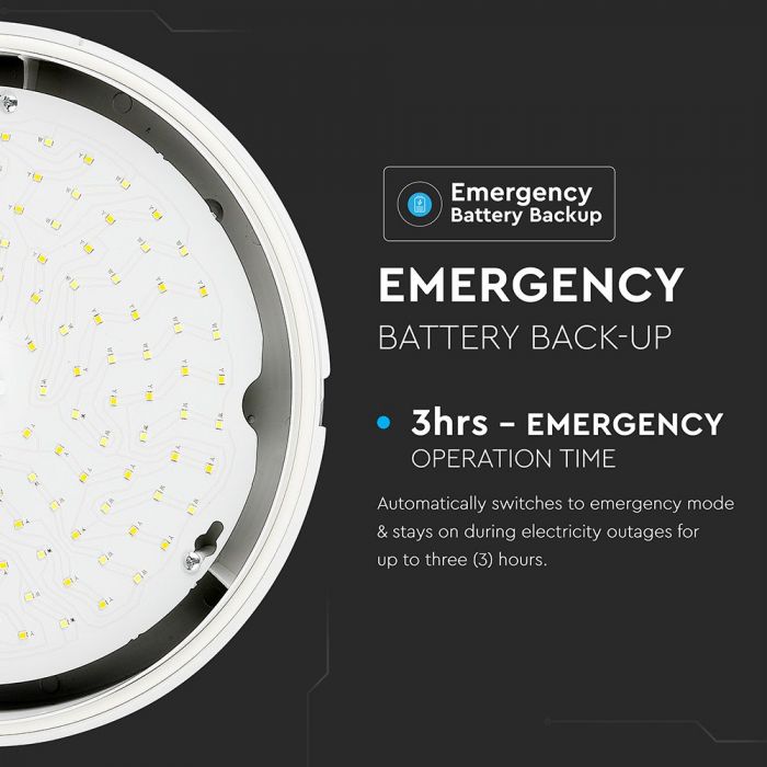 LED DOME WITH EMERGENCY BATTERY17W DL 1400lm 120° 320X100 IP65 IK08