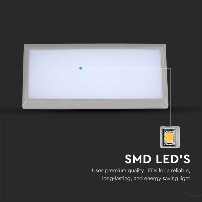 LED OUTDOOR WALL LIGHT GREY 12W WW 1250lm110° 265X120X81 IP65