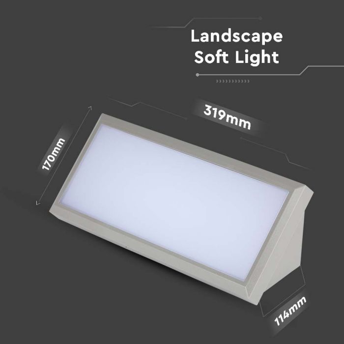 LED OUTDOOR WALL LIGHT GREY 20W CW 2050lm110° 319X170X114 IP65