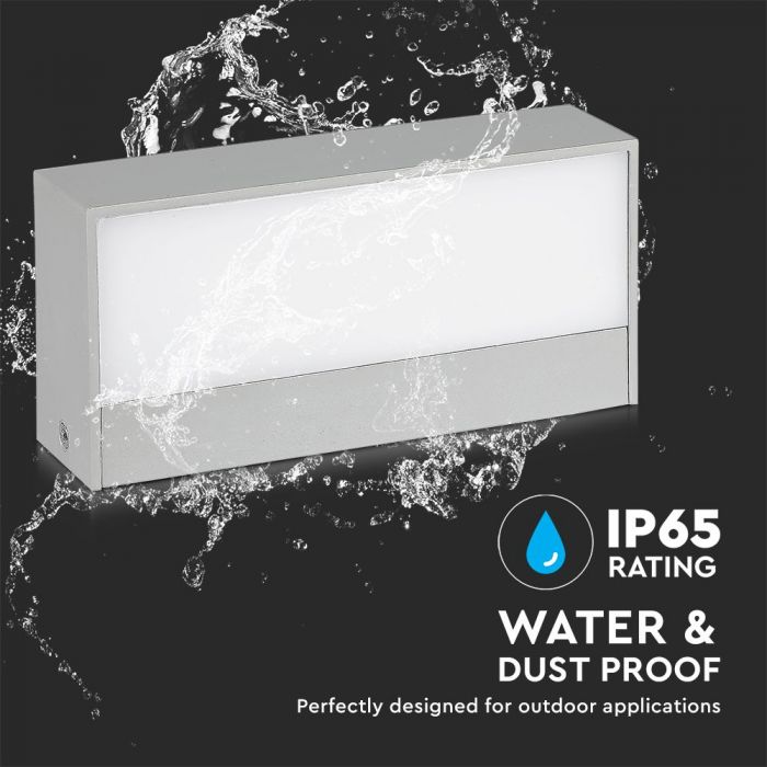 LED UP/DOWN WALL LIGHT GREY 12W DL 1150lm 90° 230X100X90 IP65