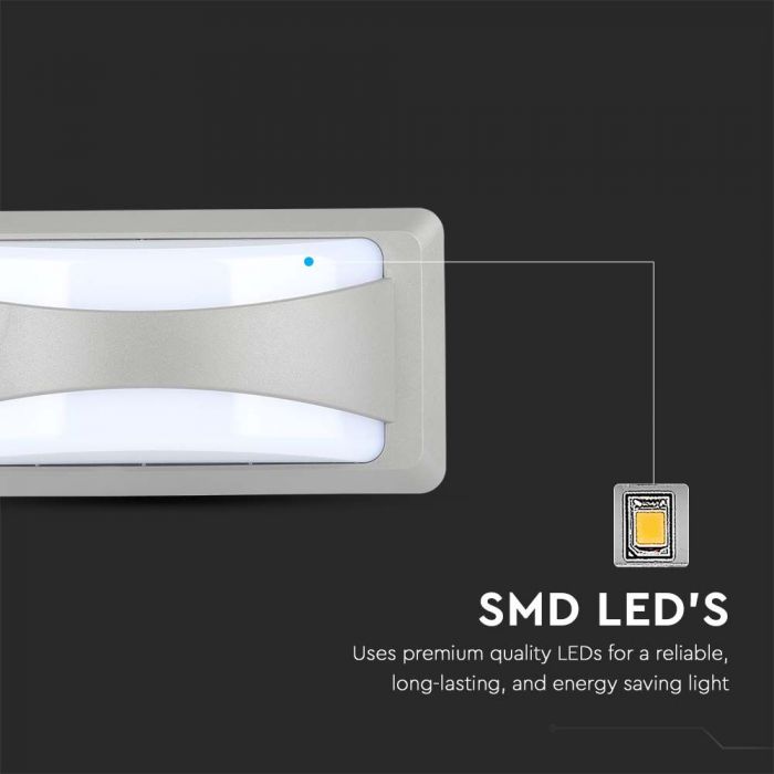 LED BULKHEAD WALL LIGHT GREY 12W DL 1160lm 130° 230X110X76 IP65