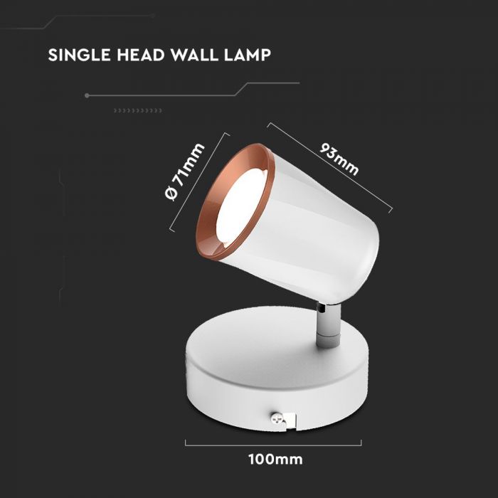 LED WALL LIGHT WHITE 5W WW 540lm 100° 100X93 PLASTIC+METAL