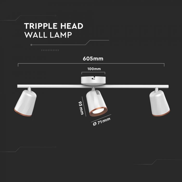 LED WALL LIGHT 18W WW 1620lm 100° 605X100X115 PLASTIC+METAL WHITE