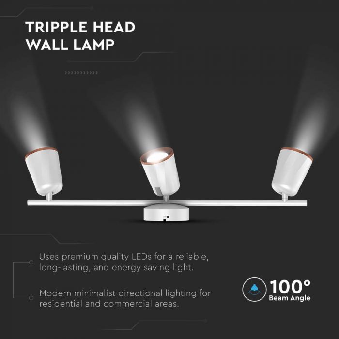 LED WALL LIGHT 18W WW 1620lm 100° 605X100X115 PLASTIC+METAL WHITE