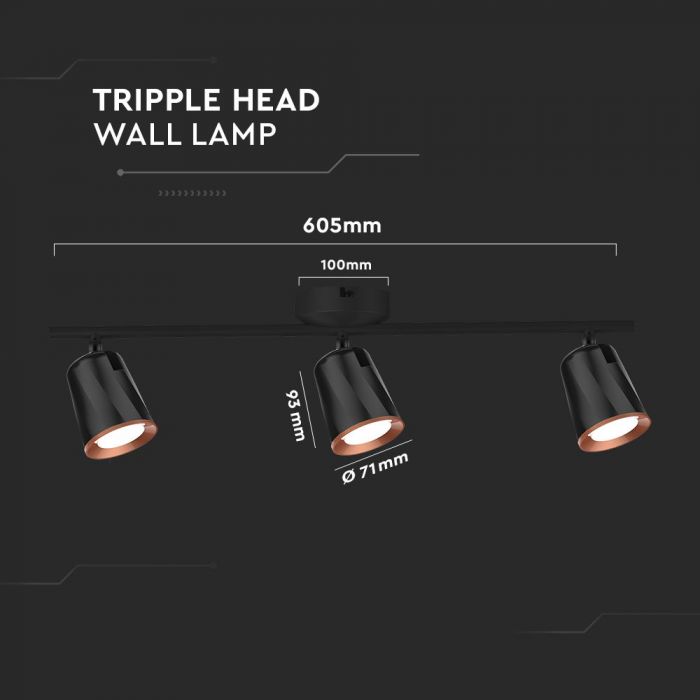 LED WALL LIGHT BLACK 15W WW 1620lm 100° 605X100X115 PLASTIC+METAL