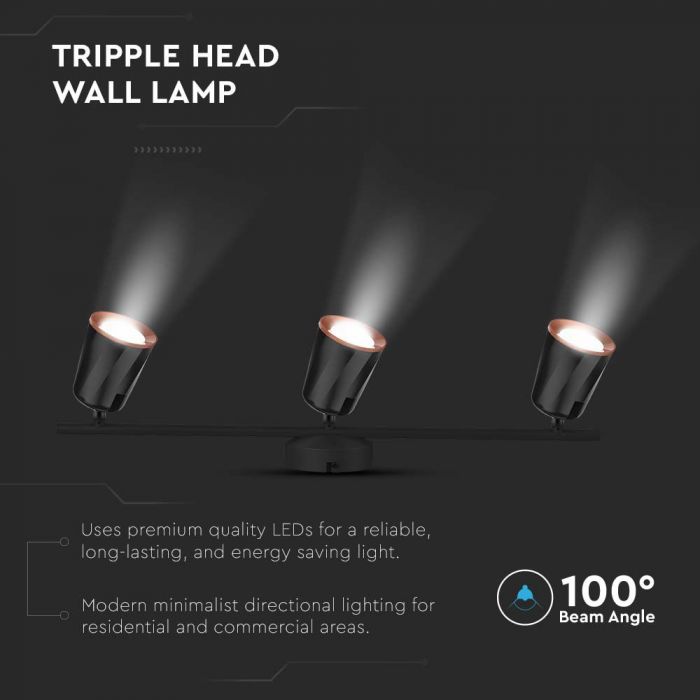 LED WALL LIGHT BLACK 15W WW 1620lm 100° 605X100X115 PLASTIC+METAL