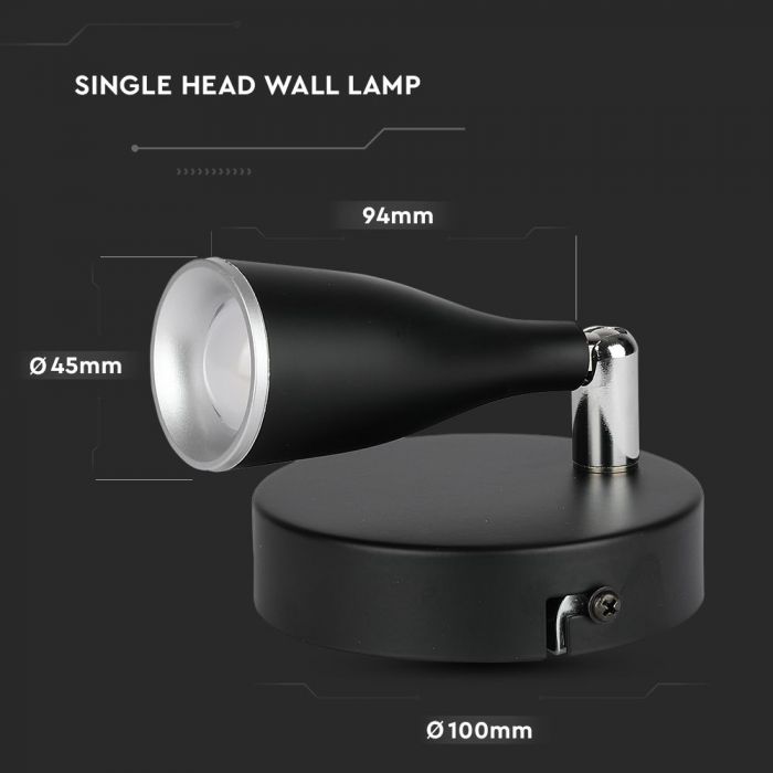 LED WALL LIGHT BLACK 4.5W WW 420lm 100° 645x94x100mm PLASTIC+METAL