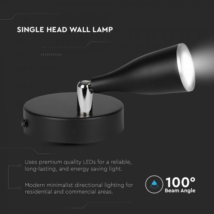 LED WALL LIGHT BLACK 4.5W WW 420lm 100° 645x94x100mm PLASTIC+METAL