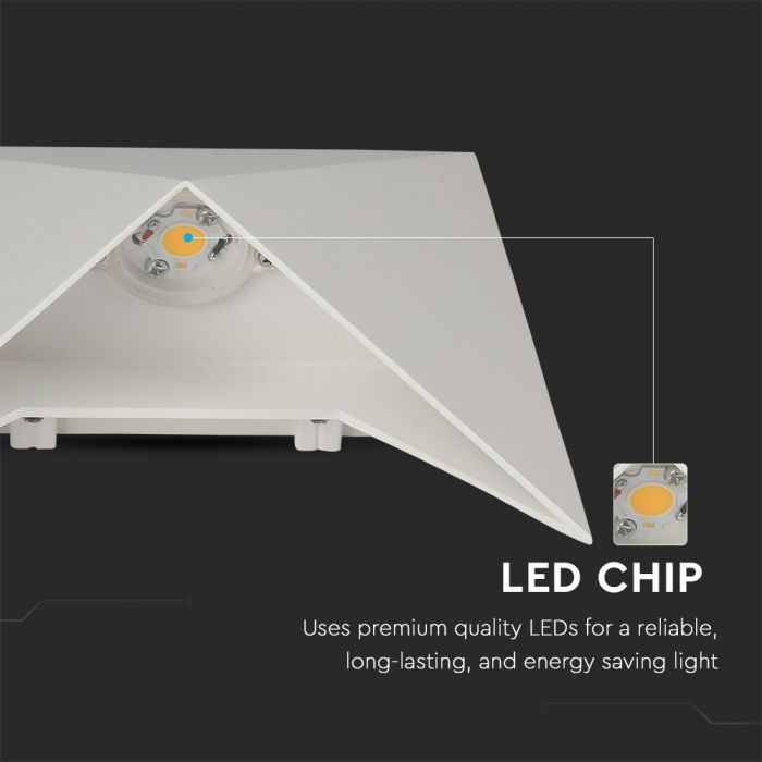 LED WALL LIGHT ALUMINIUM 5W WW 568lm 110° 170X170X75 WHITE IP65