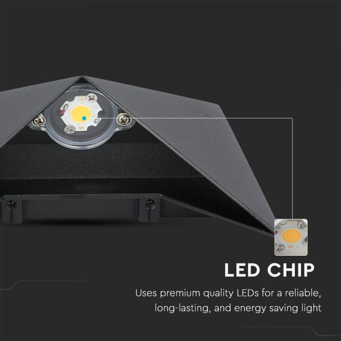 LED WALL LIGHT ALUMINIUM 5W WW 568lm 120° 170X170X75 BLACK IP65