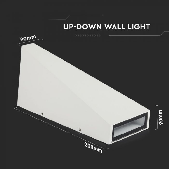 LED WALL LIGHT ALUMINIUM 4W WW 450lm 120° 90X200X90 WHITE IP65