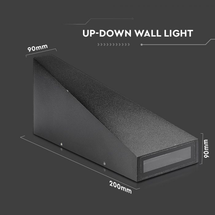 LED WALL LIGHT ALUMINIUM 4W DL 476lm 120° 90X90X200 BLACK IP65