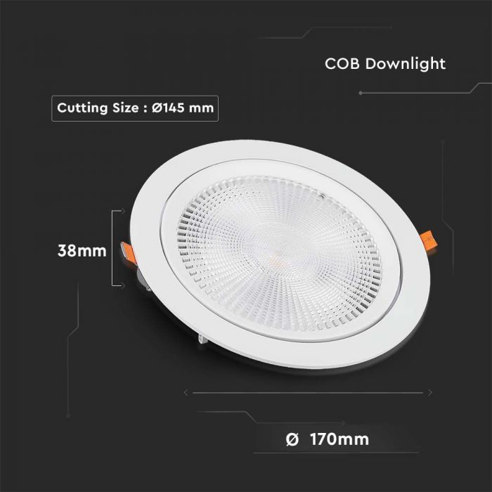 LED COB DOWNLIGHT 20W CW 1975lm 25° 170X38 (145) MOVABLE SAMSUNG CHIP