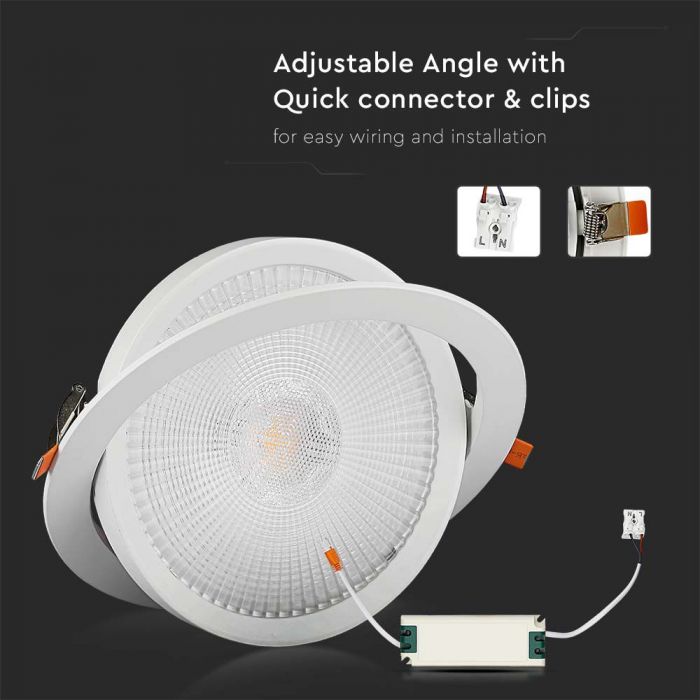 LED COB DOWNLIGHT 20W CW 1975lm 25° 170X38 (145) MOVABLE SAMSUNG CHIP