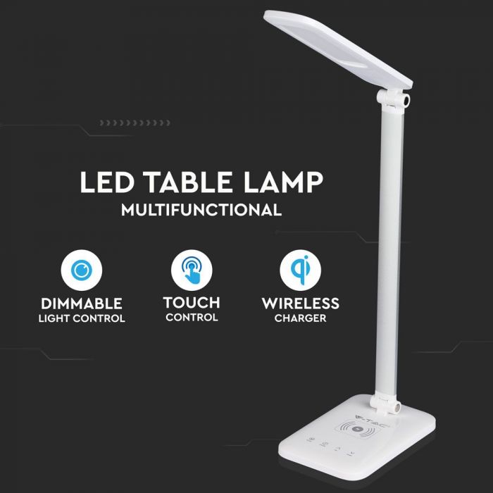 LED TABLE LAMP 7W 3in1 120° 400lm WHITE WITH WIRELESS CHARGER