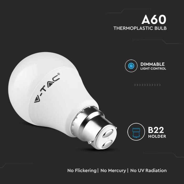 LED B22 LAMP 8.5W WW 806lm 200° 60X108 SAMSUNG CHIP DIMMABLE