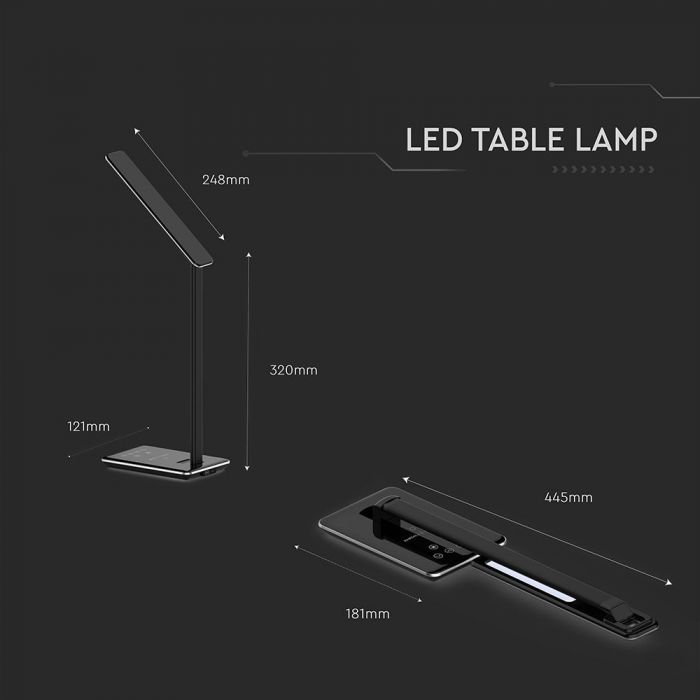 LED TABLE LAMP WITH WIRELESS CHARGER 12.5W 630lm 440x120x40 3in1  BLACK