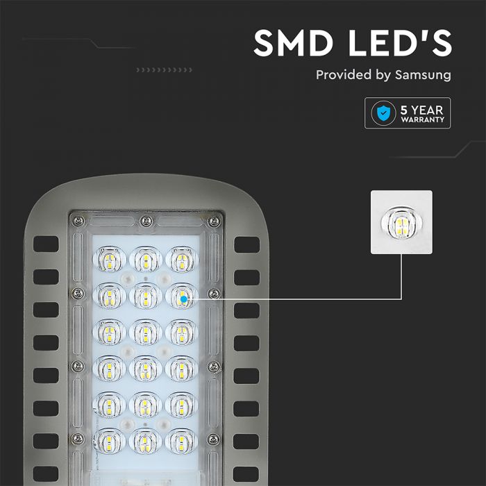 LED STREET LIGHT SAMSUNG CHIP 30W DL 4050lm 120° GREY 375x135x63 IP65