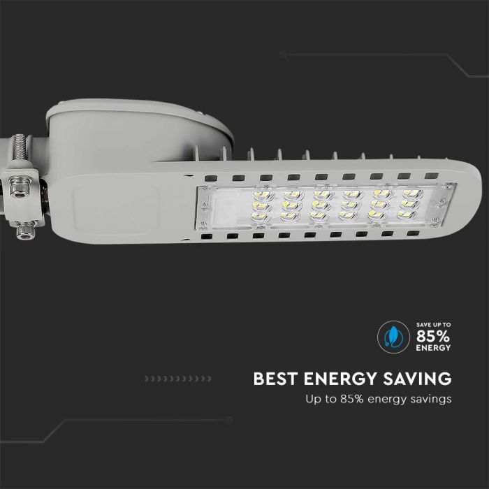 LED STREET LIGHT SLIM 30W CW 4050lm 120° GREY 375x135x63mm IP65