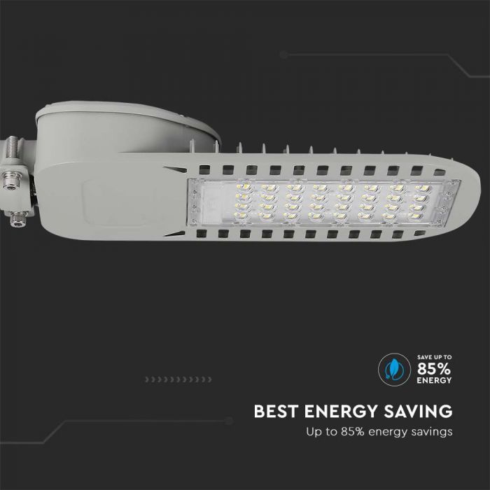 LED STREET LIGHT HIGH LUMENS 50W CW 6850lm 110° GREY 435X170 IP65