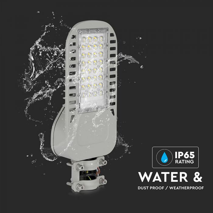 LED STREET LIGHT HIGH LUMENS 50W CW 6850lm 110° GREY 435X170 IP65