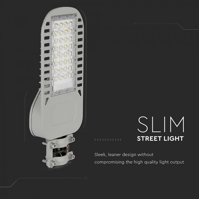 LED STREET LIGHT HIGH LUMENS 50W CW 6850lm 110° GREY 435X170 IP65