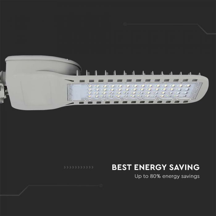 LED STREET LIGHT SLIM 100W CW 13500lm 120° GREY 535X260X64 IP65