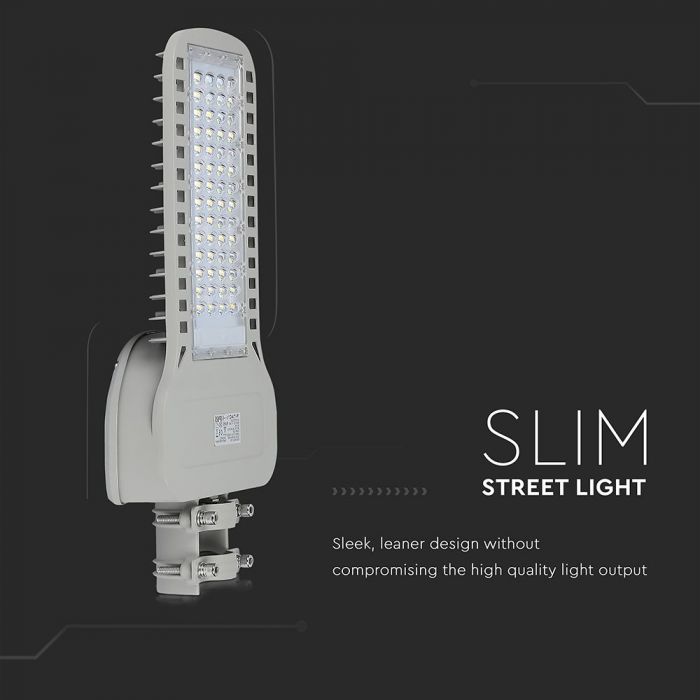 LED STREET LIGHT SLIM 100W CW 13500lm 120° GREY 535X260X64 IP65