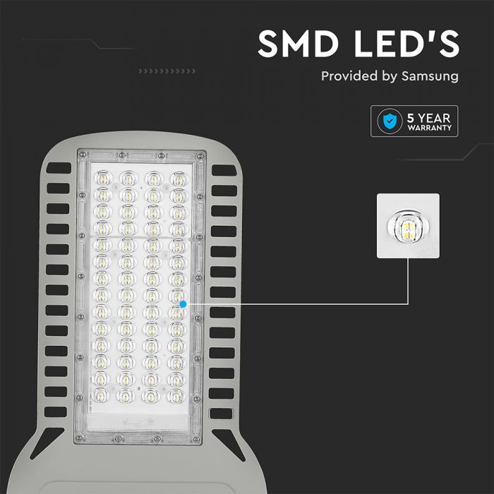 LED STREET LIGHT SLIM 150W CW 20300lm 120° GREY 535X260X64 IP65 IK07