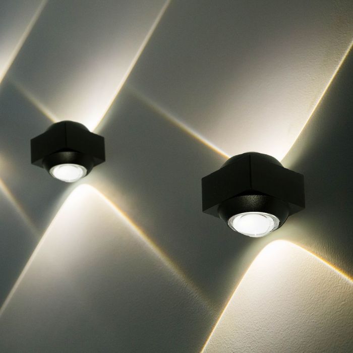 LED WALL LIGHT UP&DOWN 2W WW 200lm 60° 50x40x40mm BLACK IP54