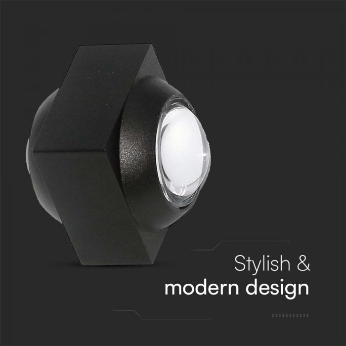 LED WALL LIGHT UP&DOWN 2W WW 200lm 60° 50x40x40mm BLACK IP54