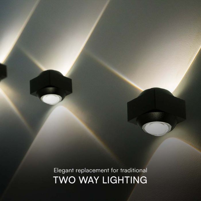 LED WALL LIGHT UP&DOWN 2W WW 200lm 60° 50x40x40mm BLACK IP54