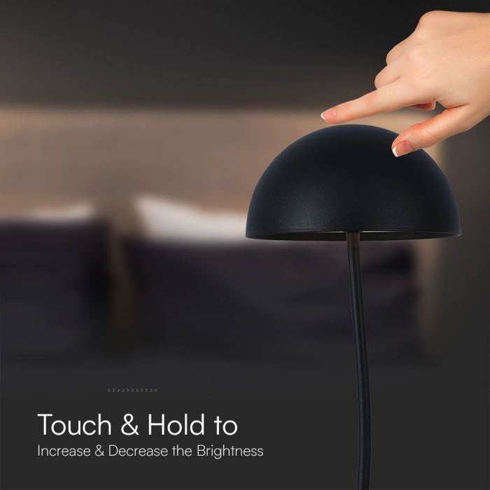 LED TABLE LAMP TOUCH DIMMING/RECHARGEABLE 3W 100lm WW 120° 120x360mm BLACK