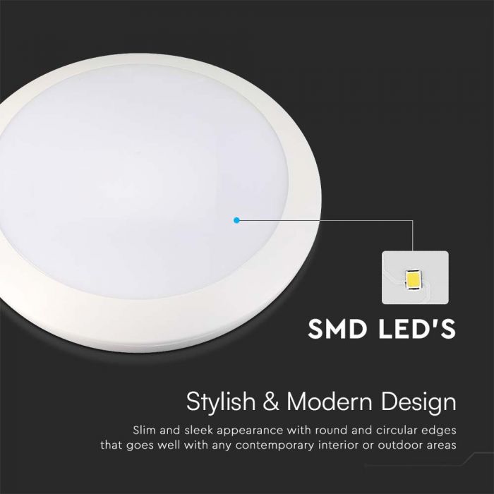 LED DOME LIGHT MICROWAVE SENSOR DIMMABLE 20W 3IN1 1850lm ROUND WHITE IK10 IP66