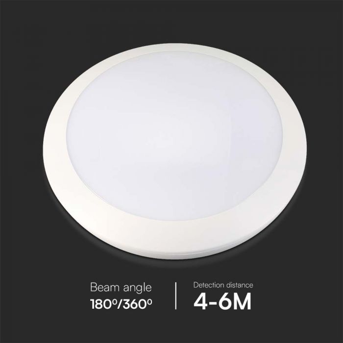 LED DOME LIGHT MICROWAVE SENSOR DIMMABLE 20W 3IN1 1850lm ROUND WHITE IK10 IP66