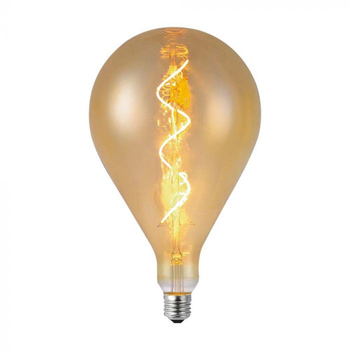 LED E27 FILAMENT SPIRAL LAMP A160 4W WW 250lm 300° 160x275mm  AMBER GLASS